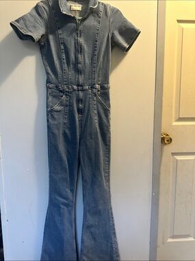 Free People Girls' Denim Zip-Front One-Piece Jumpsuit - Light Blue